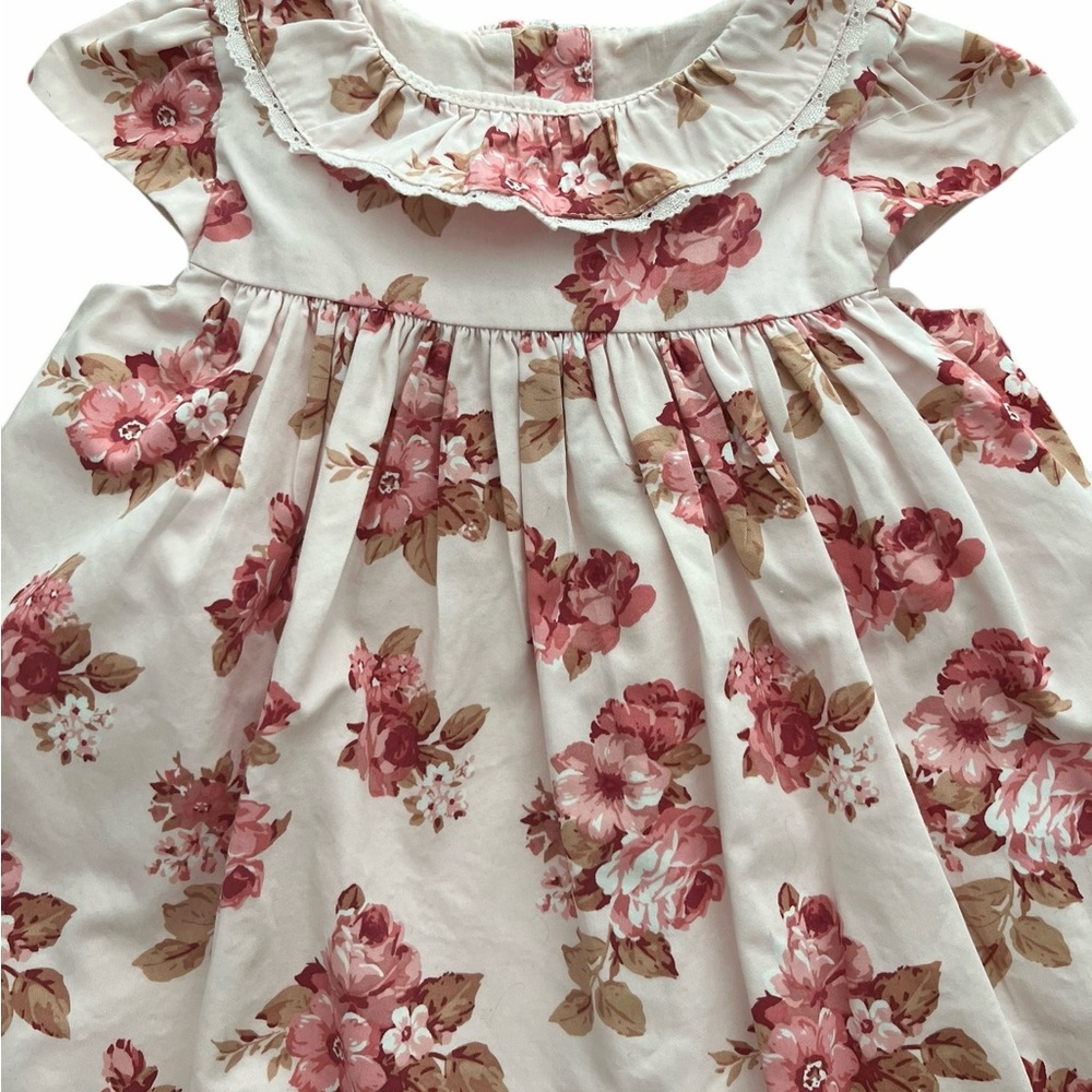 Janie And Jack Dress Girls 12-18 Months Pink Floral Bow Ruffle Cotton Party - Picture 4 of 9